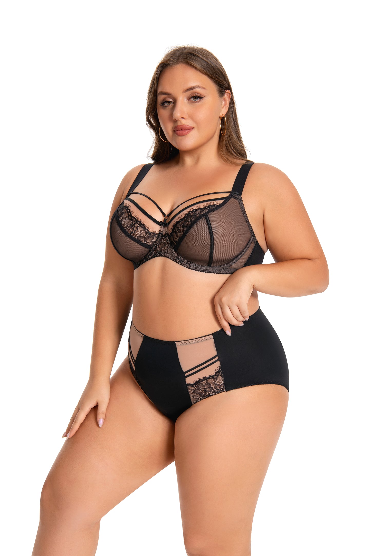 MissCurvaty Plus Size Bra with Underwire String Woman's Half Cup Lace Bra Unlined Non Padded Bra