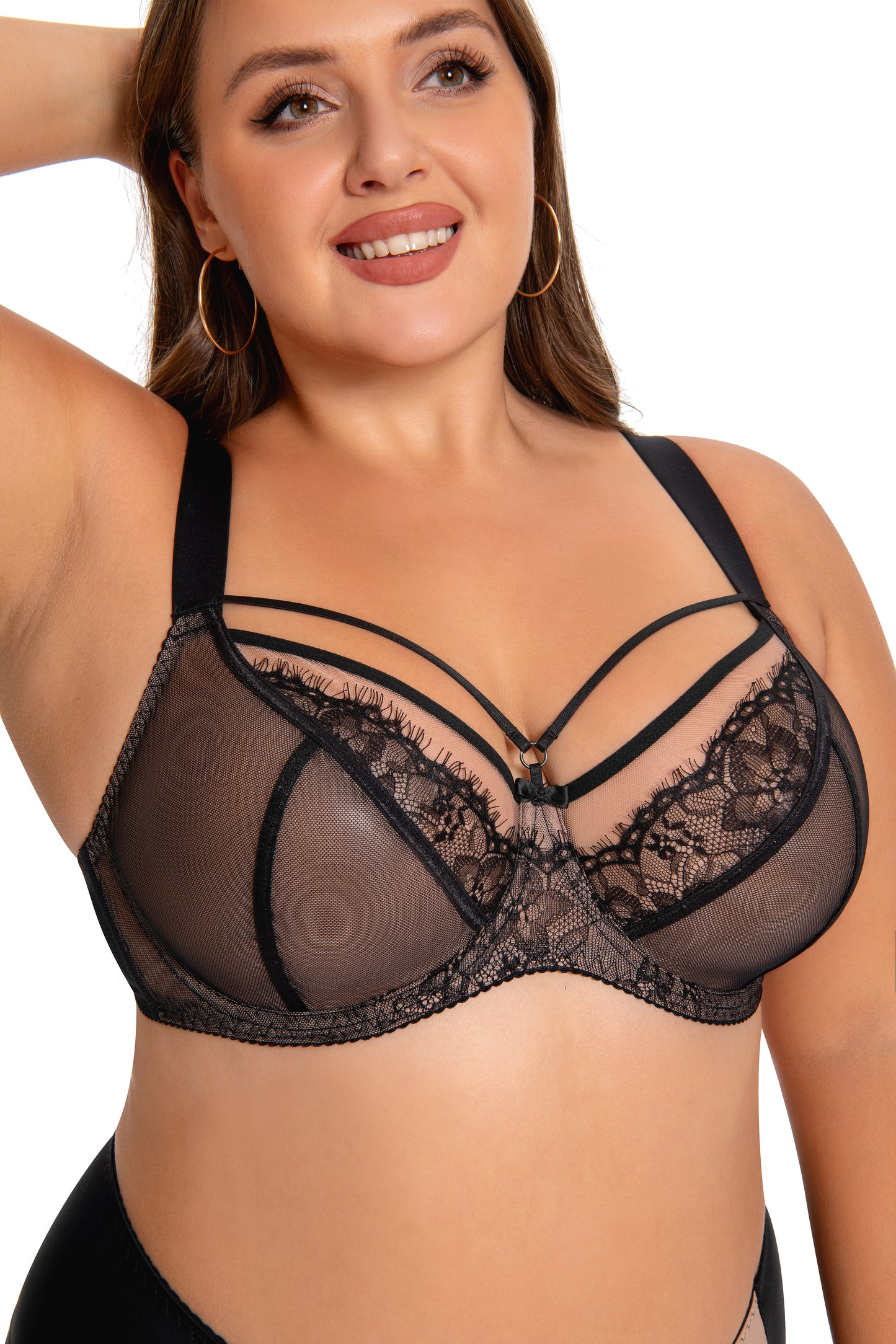 MissCurvaty Plus Size Bra with Underwire String Woman's Half Cup Lace Bra Unlined Non Padded Bra