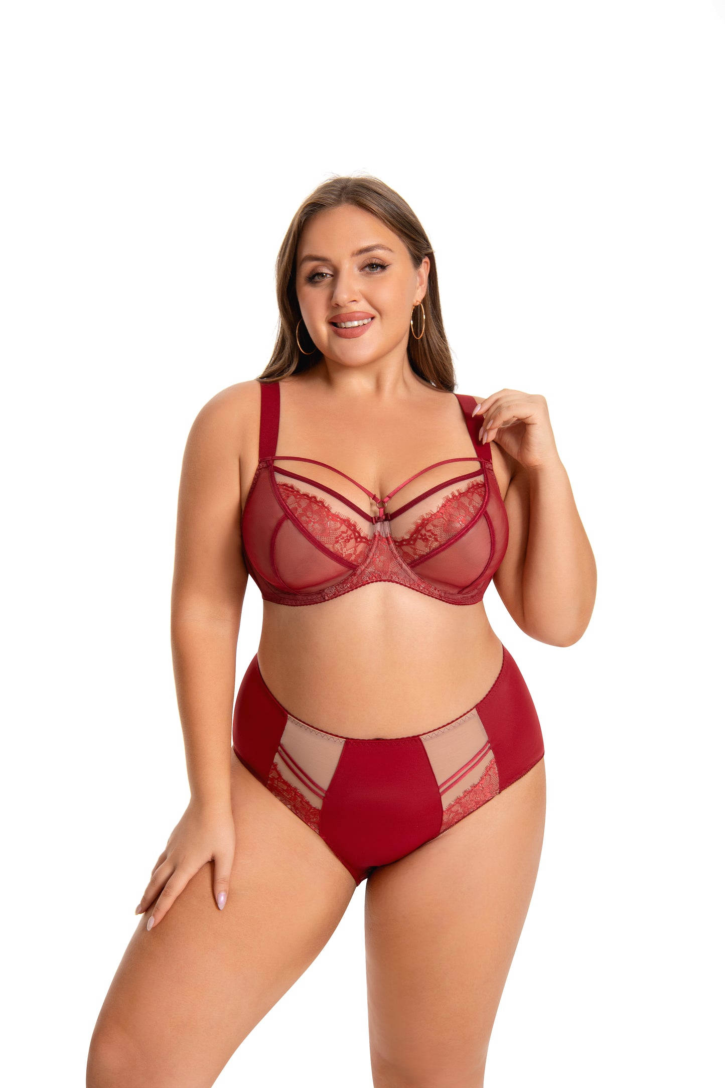 MissCurvaty Plus Size Bra with Underwire String Woman's Half Cup Lace Bra Unlined Non Padded Bra