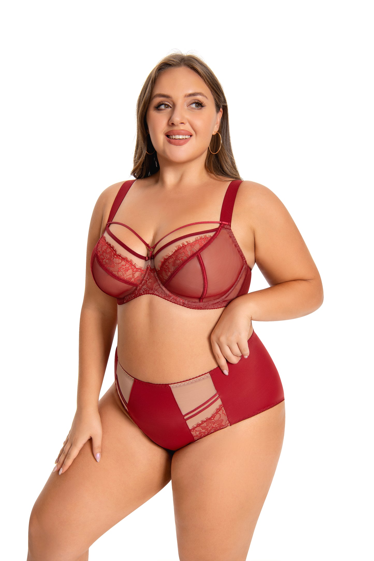 MissCurvaty Plus Size Bra with Underwire String Woman's Half Cup Lace Bra Unlined Non Padded Bra