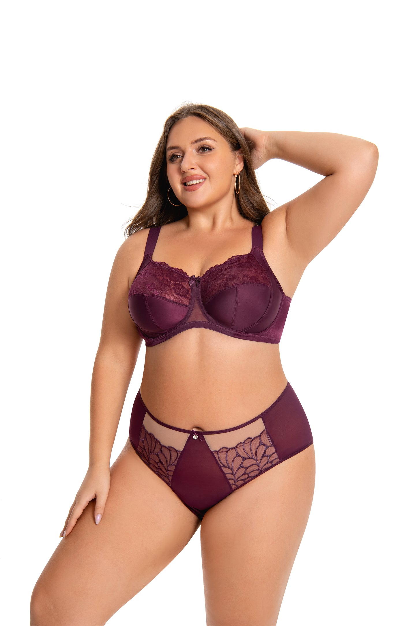 MissCurvaty Full Coverage Bra Comfort & Support. Three-Section Cup, Side Frame, Underwire Banded Stretch Lace Dd+ Bras