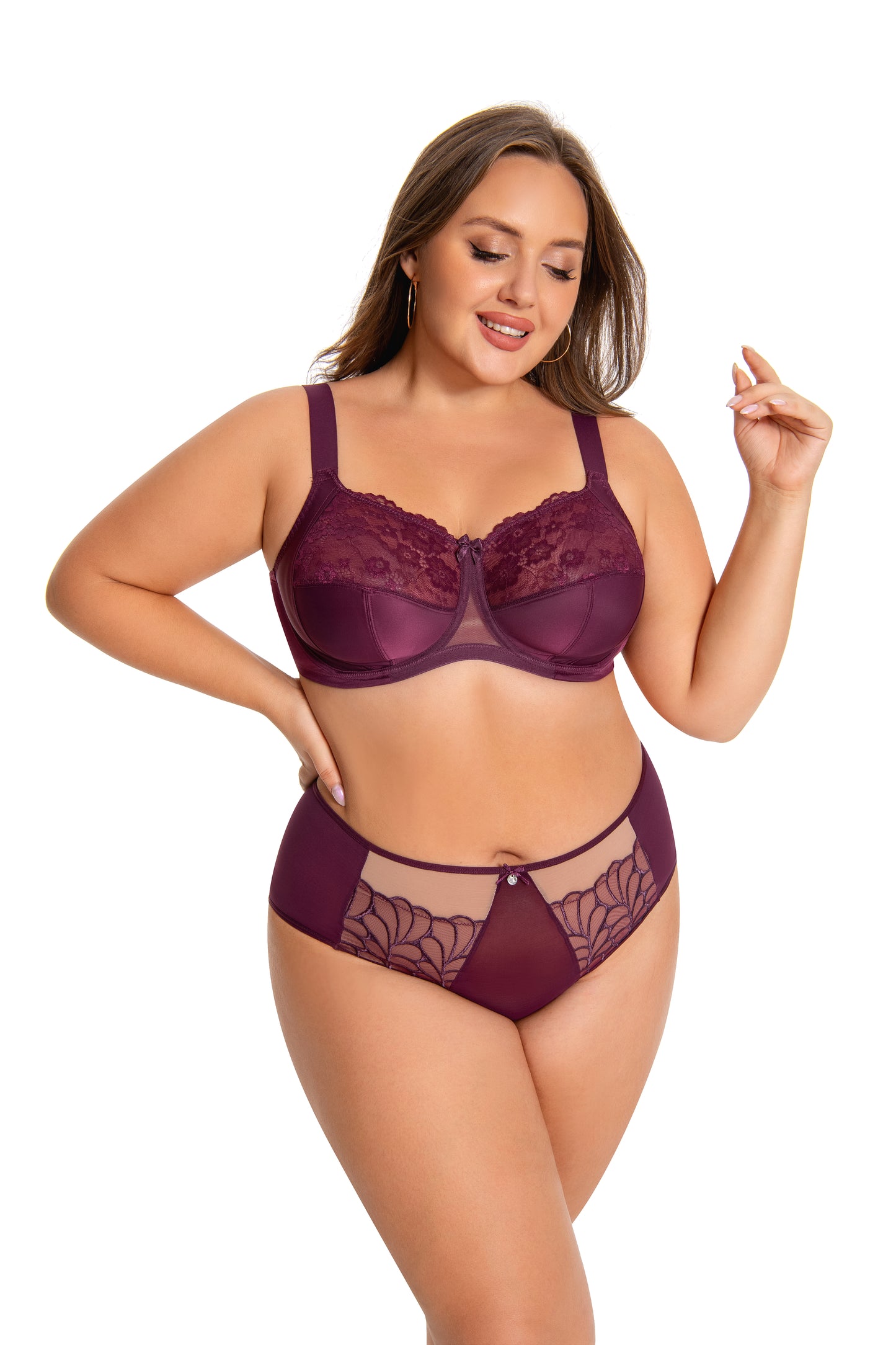 MissCurvaty Full Coverage Bra Comfort & Support. Three-Section Cup, Side Frame, Underwire Banded Stretch Lace Dd+ Bras