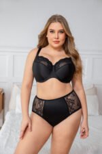 MissCurvaty Women's High Waisted Plus Size Lace Brief For Women,Black