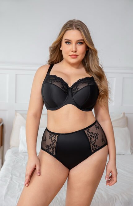 MissCurvaty Women's High Waisted Plus Size Lace Brief For Women,Black - Image 4
