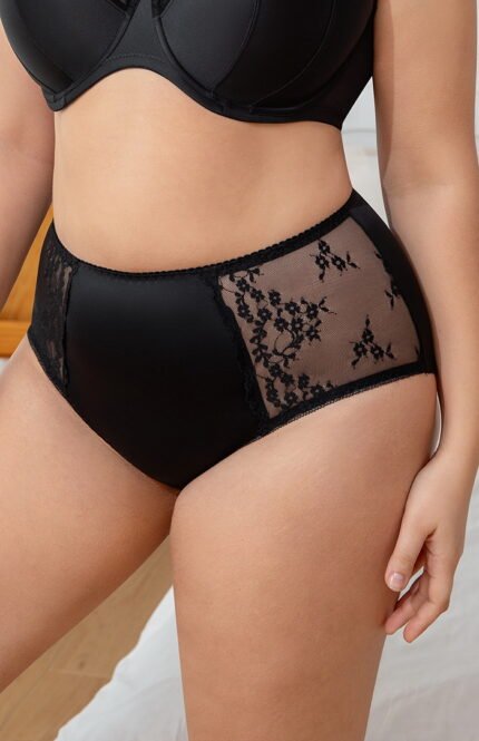 MissCurvaty Women's High Waisted Plus Size Lace Brief For Women,Black - Image 2