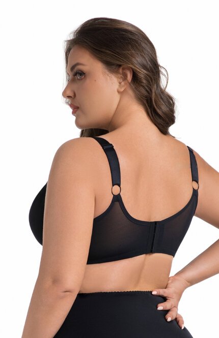 MissCurvy Women's Minimizer Bra Striped Full Cup Plus Size Underwire Push-Up Bra Black - Image 2