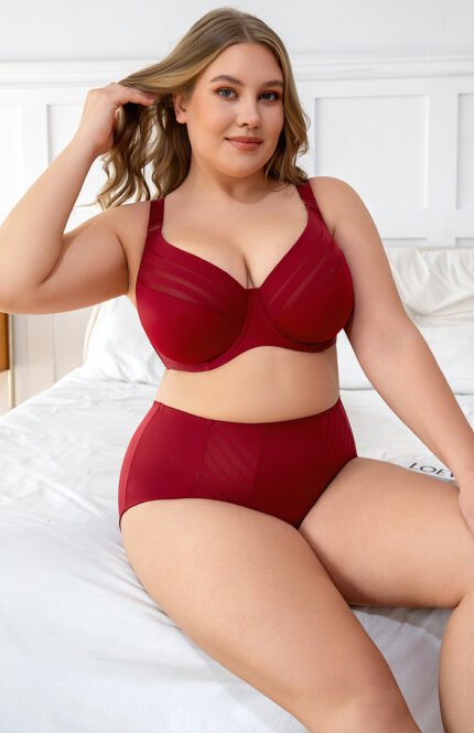 Miss Curvy Minimizer Plus Size Full Coverage Underwire Bra Curvy Women Smooth Mesh Panel - Image 7