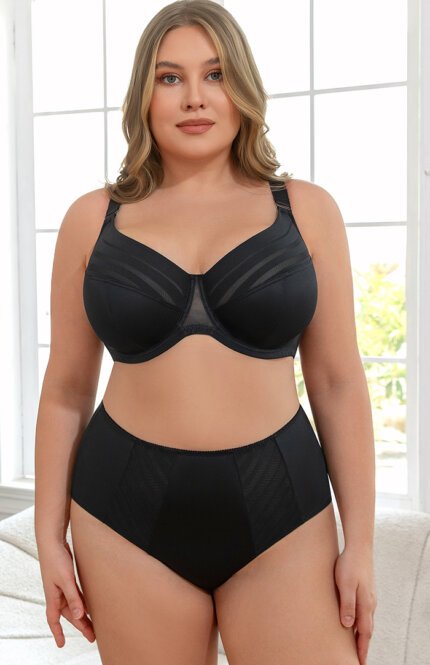MissCurvy Women's Minimizer Bra Striped Full Cup Plus Size Underwire Push-Up Bra Black - Image 2
