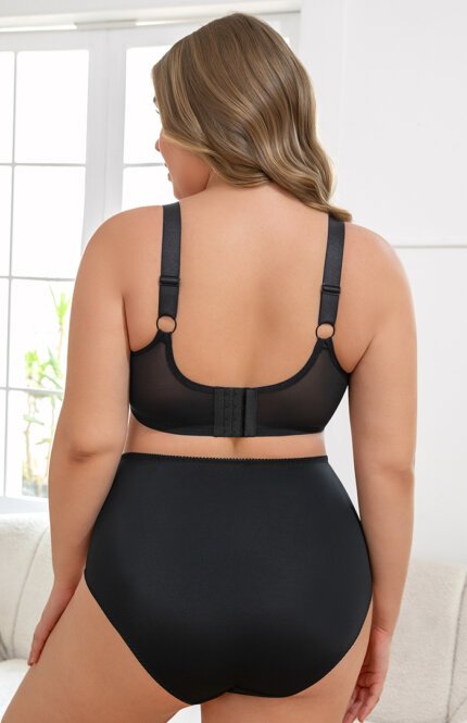 MissCurvy Women's Minimizer Bra Striped Full Cup Plus Size Underwire Push-Up Bra Black - Image 3