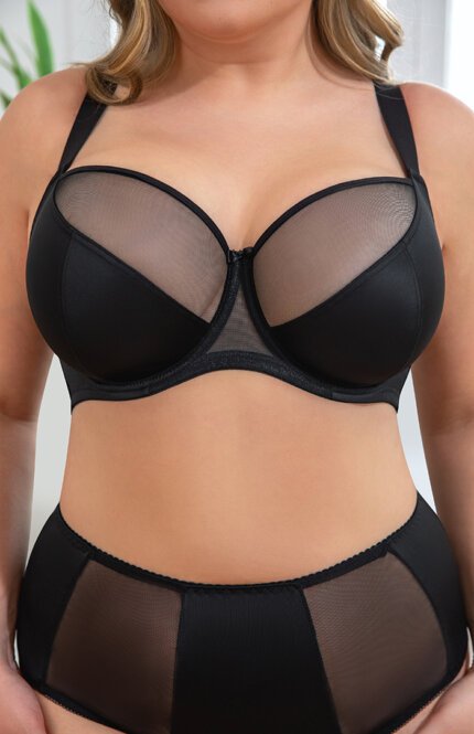 Misscurvaty Plus Size Sheer Mesh Cup Underwire Full‑Coverage Satin‑Mesh Splicing Bra for Large Bust Curvy Women - Image 5