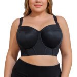 Misscurvaty Plus Size Long Line Full‑Coverage Underwire Support Bra with Side Support Bones Wide Padded Straps Bra for Large Bust Curvy Women