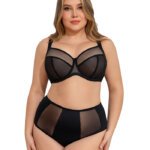 MissCurvy Minimizer Bras for Women Full Coverage Non Padded Sheer Mesh Push Up Plus Size Underwire Lingerie Bra Black