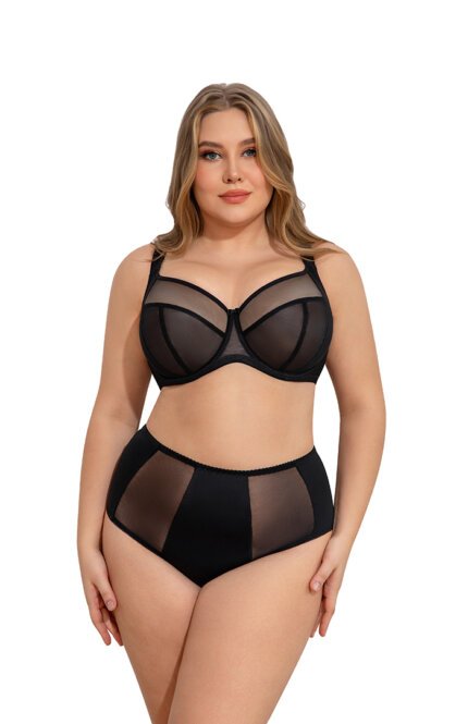 MissCurvy Minimizer Bras for Women Full Coverage Non Padded Sheer Mesh Push Up Plus Size Underwire Lingerie Bra Black