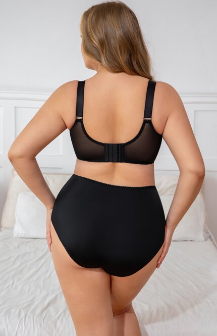 MissCurvy Minimizer Bras for Women Full Coverage Non Padded Sheer Mesh Push Up Plus Size Underwire Lingerie Bra Black - Image 4