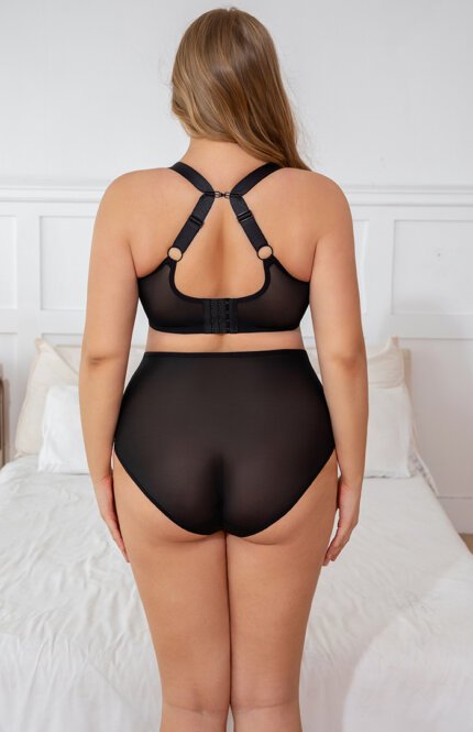 MissCurvy Plus Size for Women Full Coverage Underwire Bra with Heart Embroidery Sexy Sheer Lace Bra - Image 4