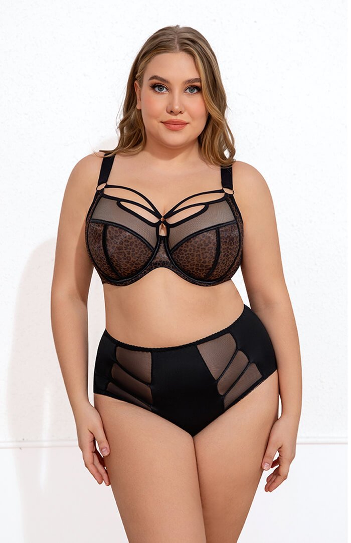 CCC_6095-冲图 Minimizer Bras for Women Full Coverage Push Up Non Padded Sexy Supportive Plus Size Underwire Bra Leopard Print Mesh Bras - Image 1