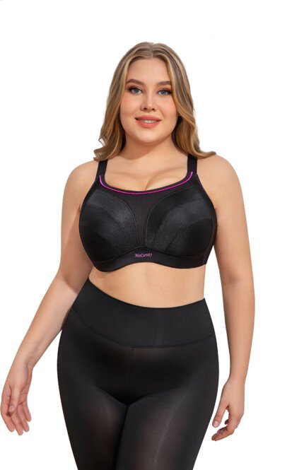Miss Curvy Minimizer Sport Bras for Women Full Coverage Plus Size Underwire Push Up High Impact Breathable Mesh Athletic Bra