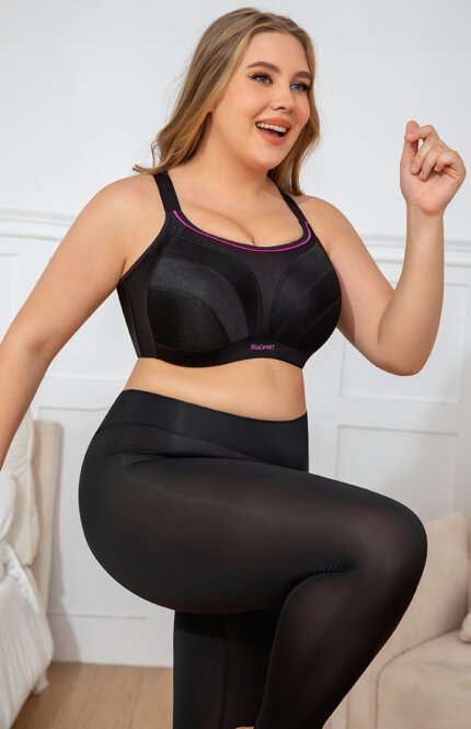 Miss Curvy Minimizer Sport Bras for Women Full Coverage Plus Size Underwire Push Up High Impact Breathable Mesh Athletic Bra - Image 5