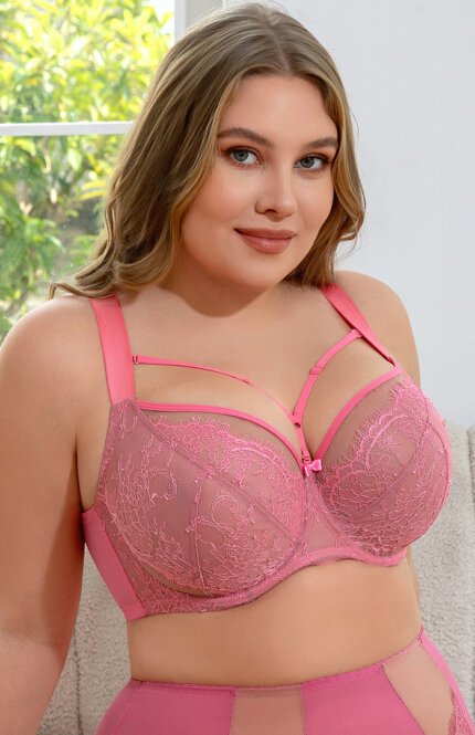 Misscurvaty Minimizer Plus Size Full Cup Lace Underwire Sheer Mesh Strappy Cut‑Out Bra - Image 6